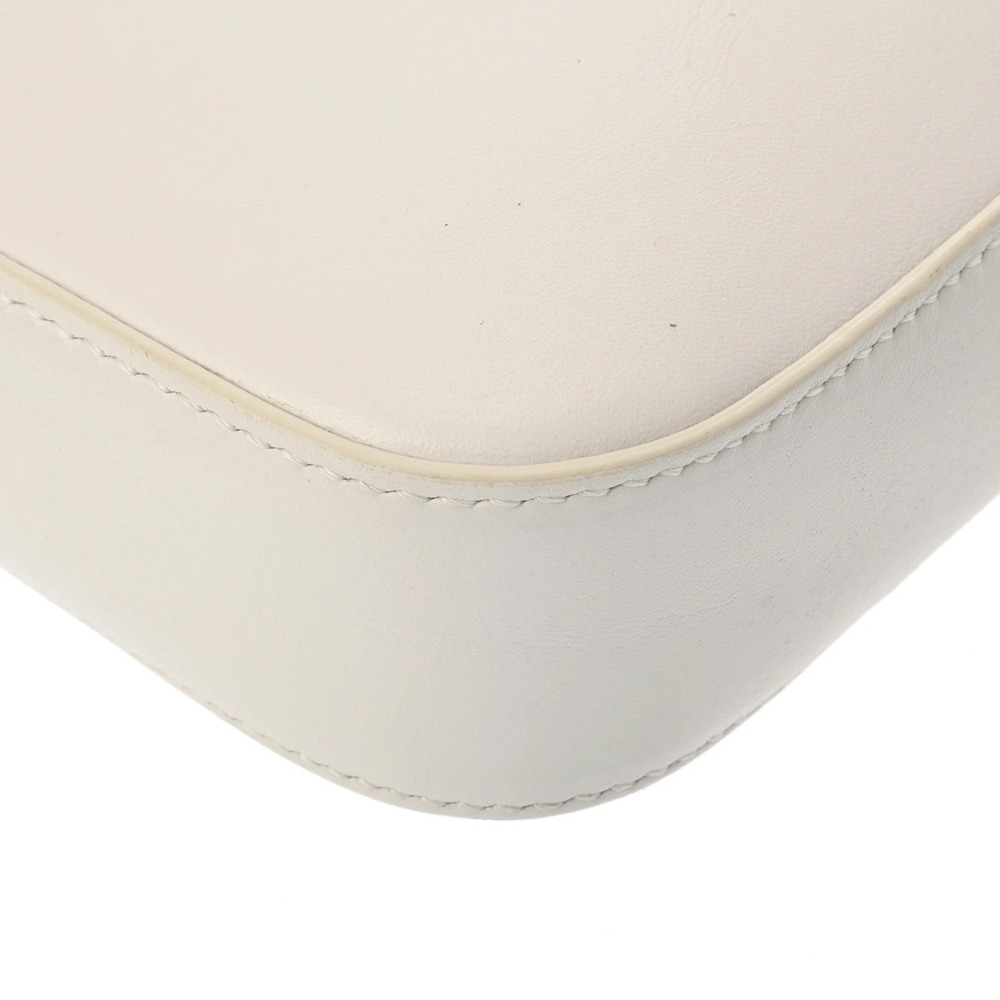 Celine White Cuile Leather Shoulder Bag Triomphe White - Picture 9 of 9